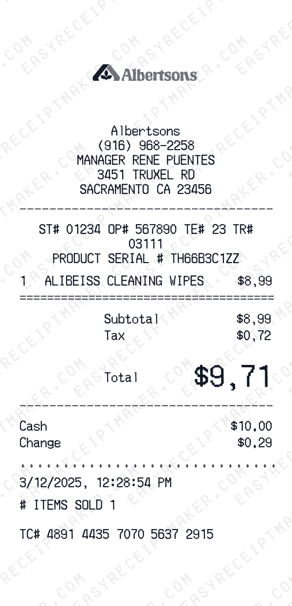 Albertsons receipt preview