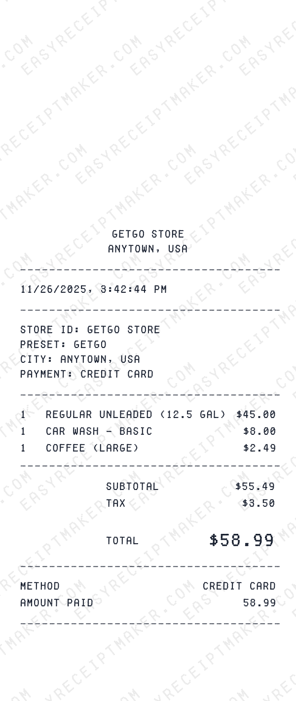 GetGo receipt preview