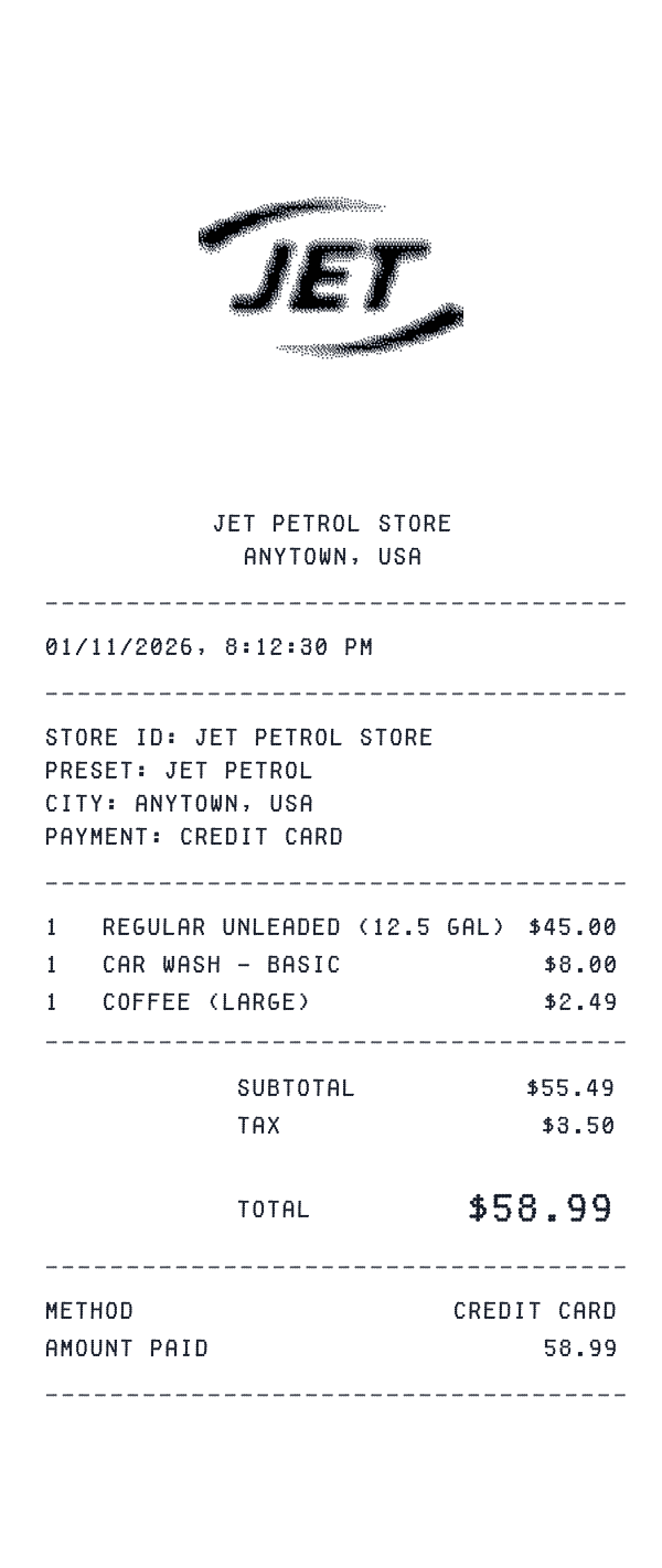 Jet Petrol receipt preview