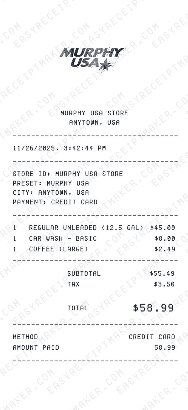 Murphy USA receipt preview