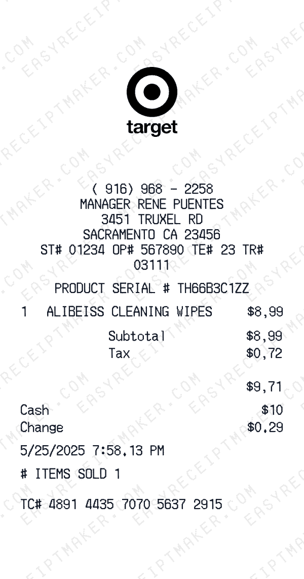 Target receipt preview